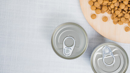 Unopened Cans and Pet Food Kibble