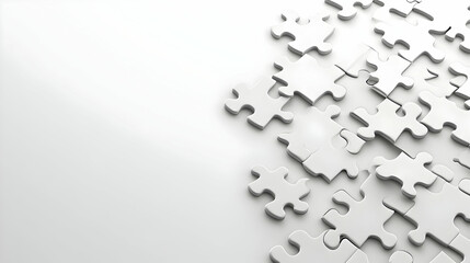 3D Glossy Plain Background with Puzzle Pieces Forming Unity Symbol - Business Compromise and Teamwork Concept with Ample Copy Space for Content