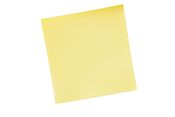 Yellow sticky note with copy space on transparent background