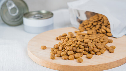 Pet Food on Wooden Cutting Board