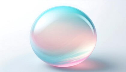 A delicate pastel bubble with a smooth surface reflecting serene colors in bright ambient light. Generative AI