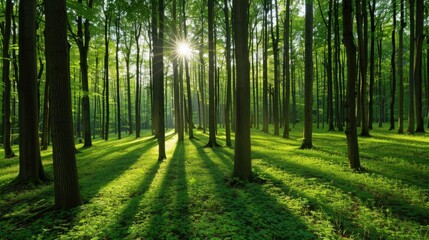 Sunlight Filtering Through a Dense Forest