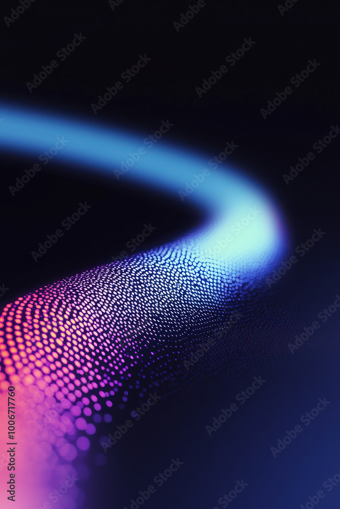 Poster a captivating abstract design featuring vibrant curves and glowing dots, creating a mesmerizing visu