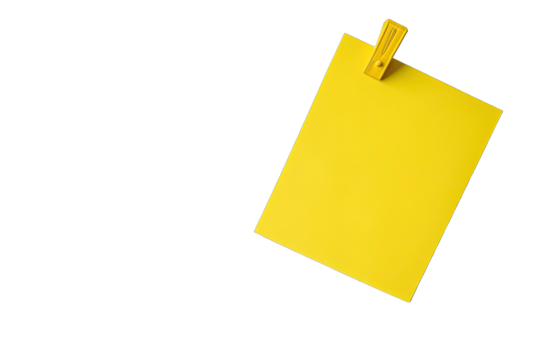 Bright yellow sticky note with a clip, perfect for reminders, messages, or organization in office and home settings.
