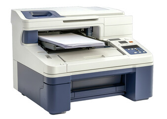 Modern multi-function printer with paper tray and control panel, suitable for office or home use.