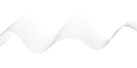 Gray wave curve lines abstract background with flowing particles. Digital energy waves technology concept. Modern backdrop design for business, presentation, banner.