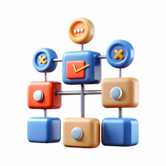 Obraz premium Abstract 3D Flowchart of Campaign Finance: Glowing Money Streams Interconnecting Entities in a Wide Shot Concept for Photo Stock
