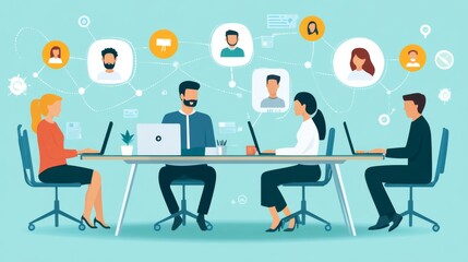 Team Collaboration in Modern Office Setting