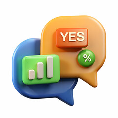 Obraz premium Speech Bubbles Vote Tally Concept: YES & NO Bar Graphs Illustrating Democracy's Voice - Vector Illustration on White Background