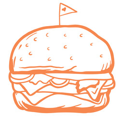 Hamburger vector line art icon