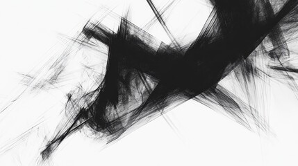 Obraz premium An abstract black and white sketch featuring sharp and intersecting lines arranged chaotically on a white backdrop creating dynamic energy.