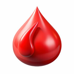 Obraz premium 3D Glossy Red Droplet Icon: Extreme Close-Up of Liquid Shaping AIDS Ribbon on White Surface for Healthcare Awareness
