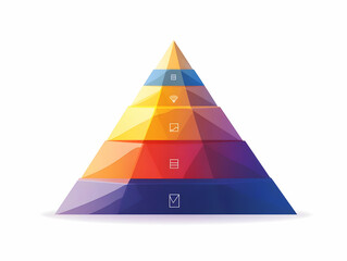 Flat Glossy Pyramid Illustration with ESG Layers - Panning Shot Showcasing E, S, and G Concepts for Holistic Business Approaches and Community Benefits