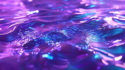 surreal 3d rendered surface of iridescent liquid metal with mesmerizing ripples, creating an ultraviolet fluorescent backdrop with a futuristic aesthetic