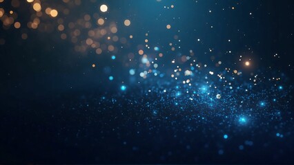 Obraz premium Starry Night Christmas Lights Background with Blue and Cosmic Particles