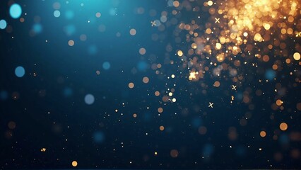 Fototapeta premium Starry Night Christmas Lights Background with Blue and Cosmic Particles