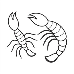 Fototapeta premium Vector Set of shrimp fish sea food silhouette black and white