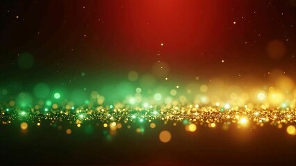 Obraz premium Festive Green and Gold Bokeh - Christmas Lights and Holiday Cheer