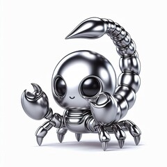 Fototapeta premium a cute and hip sliver shinny metallic futuristic Scorpion character