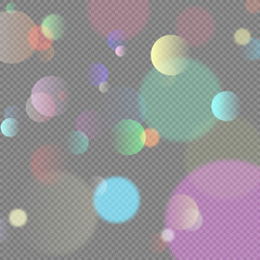Abstract bokeh on a transparent background in vector format, color bokeh