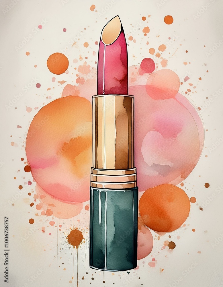 Wall mural Watercolor lipstick art