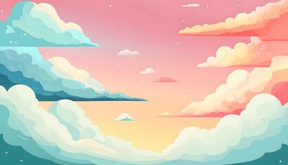 Fototapeta premium An abstract illustration of pastel colored clouds