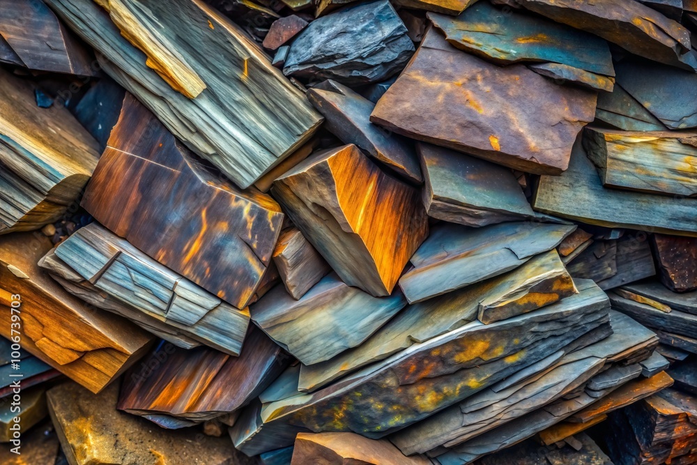 Canvas Prints close-up of colorful slate stones with earthy patterns