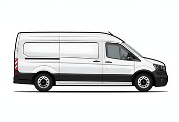 Illustration of versatile cargo minivan with sliding doors and ample space, side view on white background