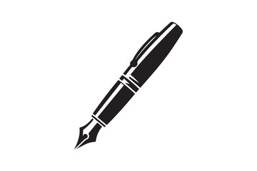 fountain pen vector silhouette isolated in white background