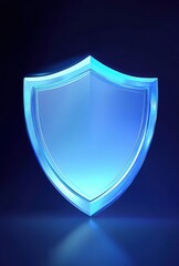 A sleek, illuminated blue shield design against a dark background symbolizing protection and security in a modern digital context, emphasizing safety and defense