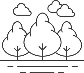 Woodland line icon. Trees landscape. Nature symbol