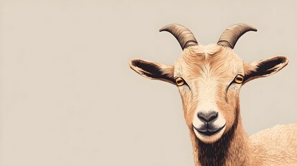 Playful Goat Nudging with its Horns in Minimalistic Anime-Style