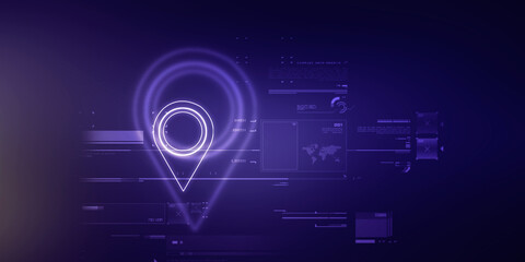 2d illustration Red map pointer