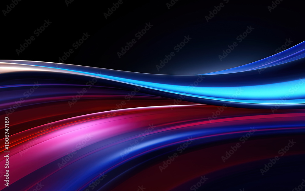 Poster Vibrant abstract waveform with fluid motion and colorful gradients. Generated AI.