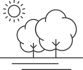 Summer forest line icon. Sunny day landscape