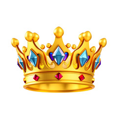 Golden king crown with gem icon 3d render with ultra layer