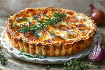 Feta quiche. Onion quiche. Onion tart. Golden quiche, golden tart. Feta tart. Caramelized onion quiche, caramelized onion tart. A savory quiche with caramelized onions. Caramelized red onion quiche.