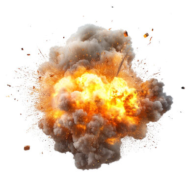 PNG Air strike explosion flames smoke fire.