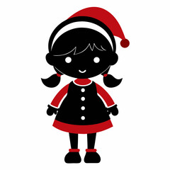 Christmas Cute Kids Little girl Black silhouette