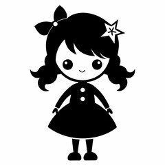 Christmas Cute Kids Little girl Black silhouette