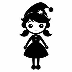 Christmas Cute Kids Little girl Black silhouette