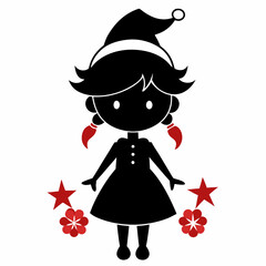 Christmas Cute Kids Little girl Black silhouette