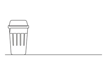 Paper coffee cup continuous one line drawing. Isolated on white background vector illustration