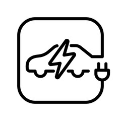 Electric car with plug icon symbol, EV car, Green hybrid vehicles charging point logotype, Eco friendly vehicle concept. Vector illustration