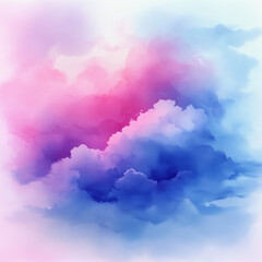 Naklejka premium Dreamy watercolor sky in pastel pink and blue with soft cloud-like textures 