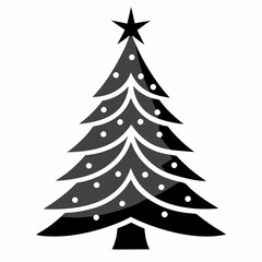 Christmas Silver tree Black silhouette