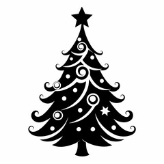 Christmas Silver tree Black silhouette