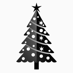 Christmas Silver tree Black silhouette