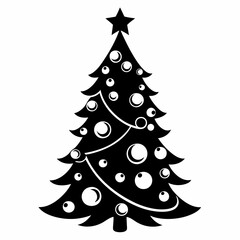 Christmas Silver tree Black silhouette