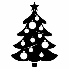 Christmas Silver tree Black silhouette